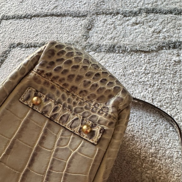 Dooney and Bourke Satchel Bag croc embossed reptile gray cream leather - Picture 11 of 14